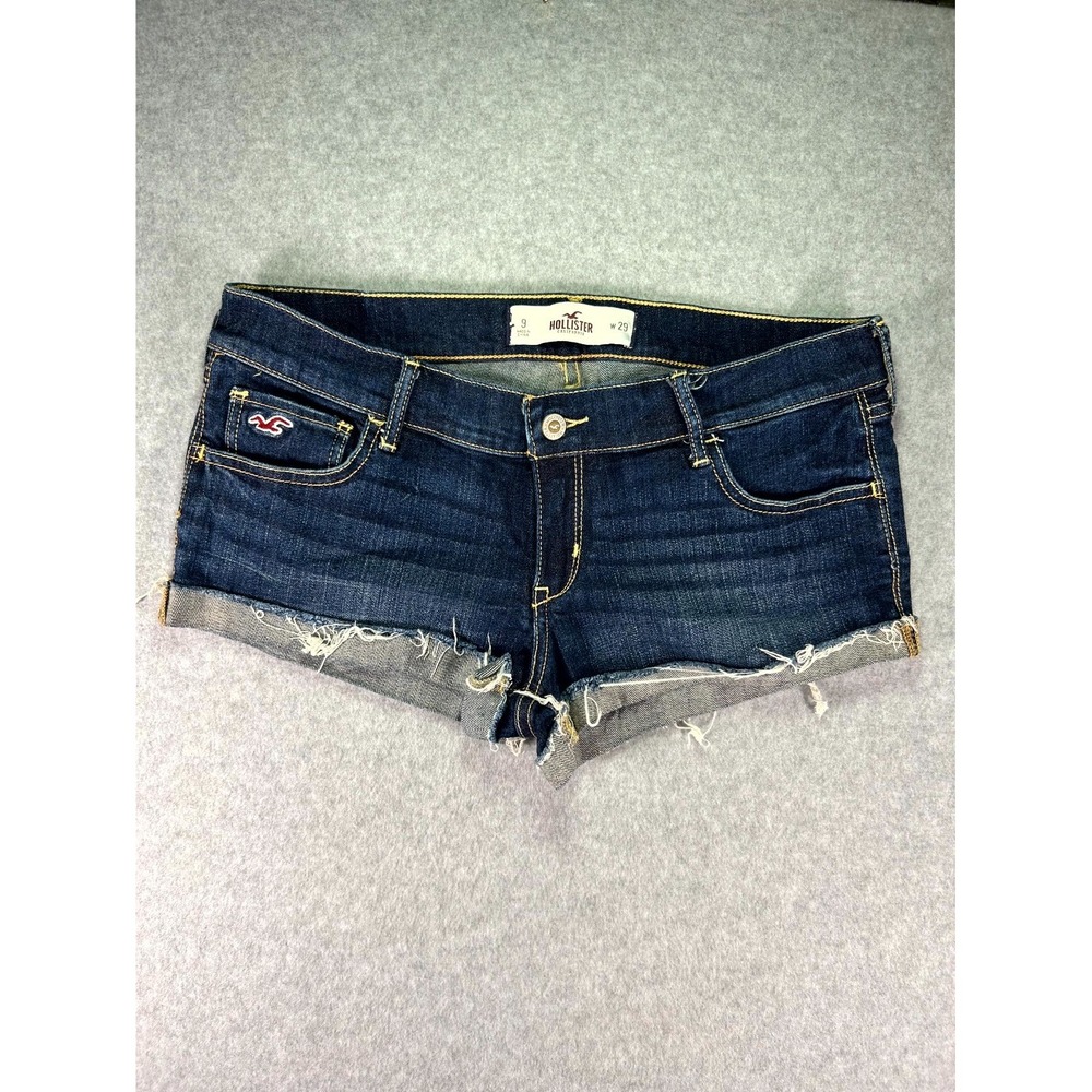 Hollister Cut off Shorts Womens 9 Blue Denim Cotton Stretch Dark Wash Casual